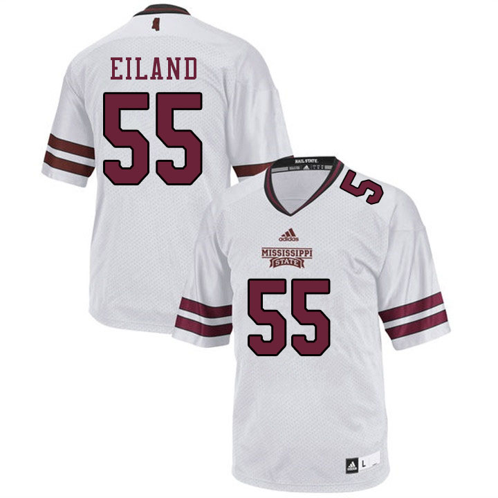 Men #55 Greg Eiland Mississippi State Bulldogs College Football Jerseys Sale-White